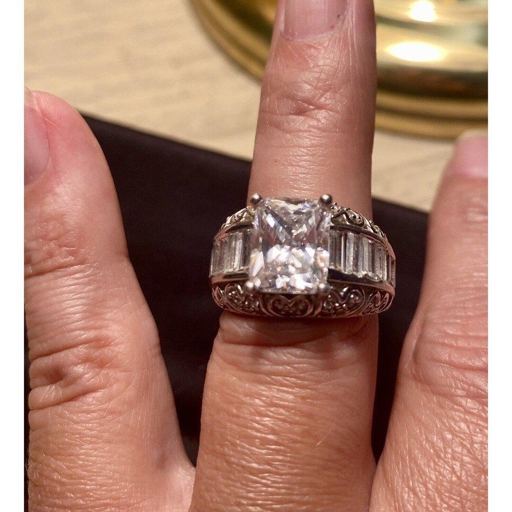 ❌sold❌KAY JEWELERS zirconia ACCENT STERLING SILVER COCKTAIL Wedding RING 6 1/2 - Picture 7 of 12